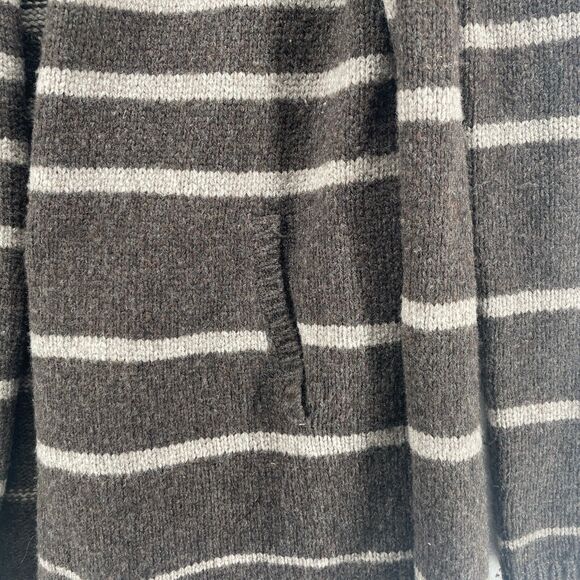 BCBG MAXAZRIA Cardigan 2XS Scarf Striped Open Front Draped Neck Gray Brown - Picture 12 of 16